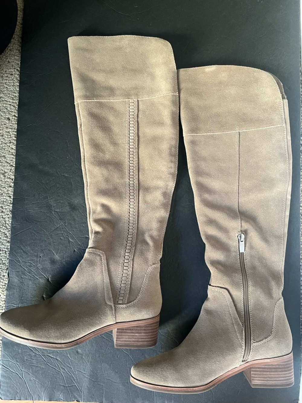 NWOT Vince Camuto Suede Khaki Over Knee Boots, 7.5 - Picture 2 of 4
